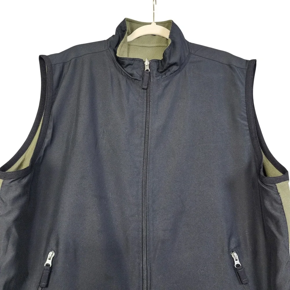GAP Mens Fleece Lined Reversible Vest Size XL Black Green Full Zip Vintage Y2K - Picture 2 of 12